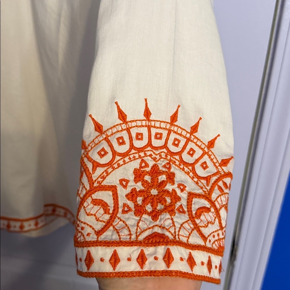 Sigrid Olsen Signature Boho Bhakti Cotton Voile Embroidered Tunic~Size Medium - Picture 11 of 13